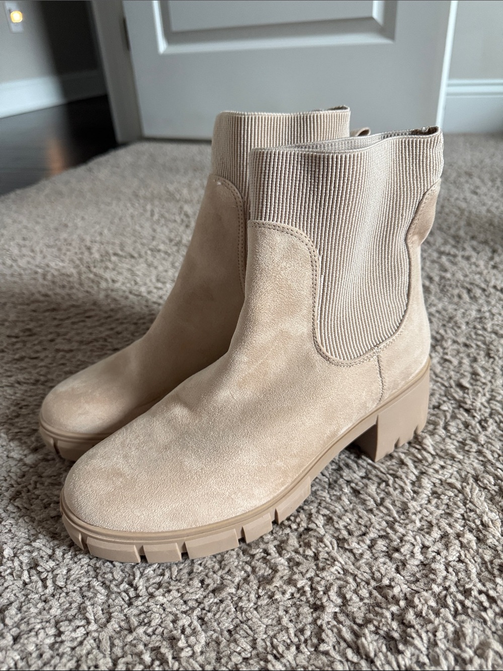 Beige Suede Ankle Boots - Women